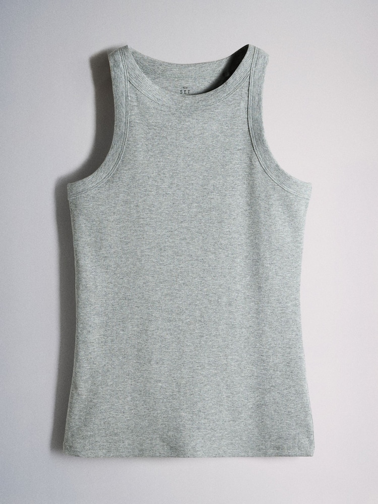 The Set 5 Pack Racer Ribbed Vests Grey/Black/Charcoal/White - Image 2 of 8