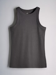 The Set 5 Pack Racer Ribbed Vests Grey/Black/Charcoal/White - Image 6 of 8