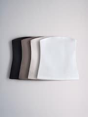 The Set 4 Pack Bandeau Strapless Tops Black/Brown/Neutral/White - Image 1 of 7