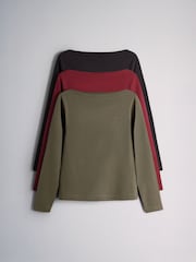 Multicolor - The Set 3 Pack Boat Neck Long Sleeve Tops - Imagen 2 de 9