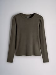 The Set 3 Pack Soft Touch Rib Long Sleeve Slim Fit T-Shirts Green - Image 8 of 11