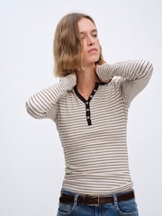 The Set 4 Pack Long Sleeve Button Henley T-Shirts Red/Green - Image 3 of 10