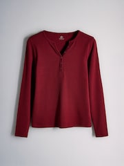 The Set 4 Pack Long Sleeve Button Henley T-Shirts Red/Green - Image 8 of 10