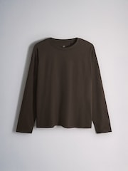 The Set 5 Pack 100% Cotton Relaxed Long Sleeve T-Shirts Brown/Neutral/Oat/Stripe/White - Image 2 of 8