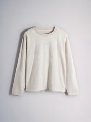 The Set 5 Pack 100% Cotton Relaxed Long Sleeve T-Shirts Brown/Neutral/Oat/Stripe/White - Image 3 of 8