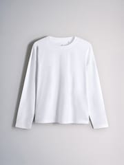 The Set 5 Pack 100% Cotton Relaxed Long Sleeve T-Shirts Brown/Neutral/Oat/Stripe/White - Image 5 of 8