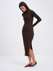 The Set 2 Pack High Neck Long Sleeve Jersey Dresses Multi - Image 3 of 7