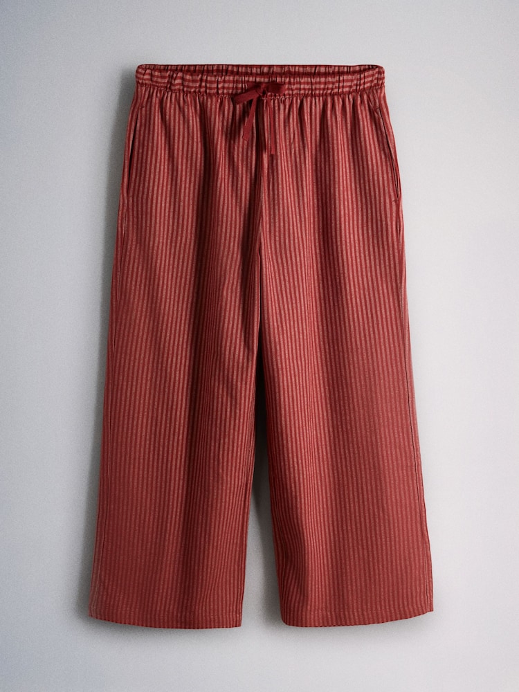 The Set 2 Pack Henley and Flannel Pyjamas Set Chocolate Brown Check/Cream Red Stripe - Image 2 of 7 The Set 2 Pack Henley and Flannel Pyjamas Set Chocolate Brown Check/Cream Red Stripe - Image 2 of 7