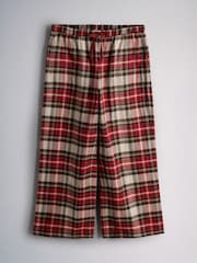 The Set 2 Pack Henley and Flannel Pyjamas Set Chocolate Brown Check/Cream Red Stripe - Image 3 of 7