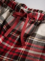 The Set 2 Pack Henley and Flannel Pyjamas Set Chocolate Brown Check/Cream Red Stripe - Image 6 of 7