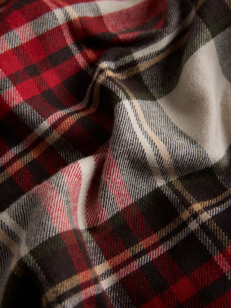 The Set 2 Pack Henley and Flannel Pyjamas Set Chocolate Brown Check/Cream Red Stripe - Image 7 of 7 The Set 2 Pack Henley and Flannel Pyjamas Set Chocolate Brown Check/Cream Red Stripe - Image 7 of 7