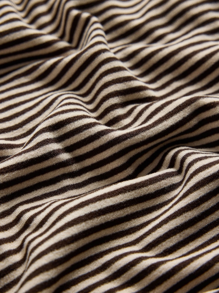 The Set Super Soft Slouchy Crew Neck and Straight Leg Lounge Co-Ord Set Brown/Cream Stripe - Image 5 of 5 The Set Super Soft Slouchy Crew Neck and Straight Leg Lounge Co-Ord Set Brown/Cream Stripe - Image 5 of 5