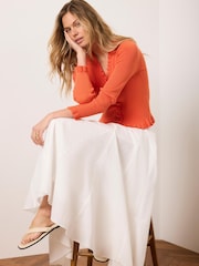 Mint Velvet Orange Ruffle Detail Cardigan - Image 2 of 8