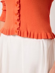 Mint Velvet Orange Ruffle Detail Cardigan - Image 4 of 8