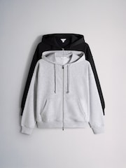 The Set 2 Pack Zip Through Hoodies Brown/Oat Marl - Image 1 of 5