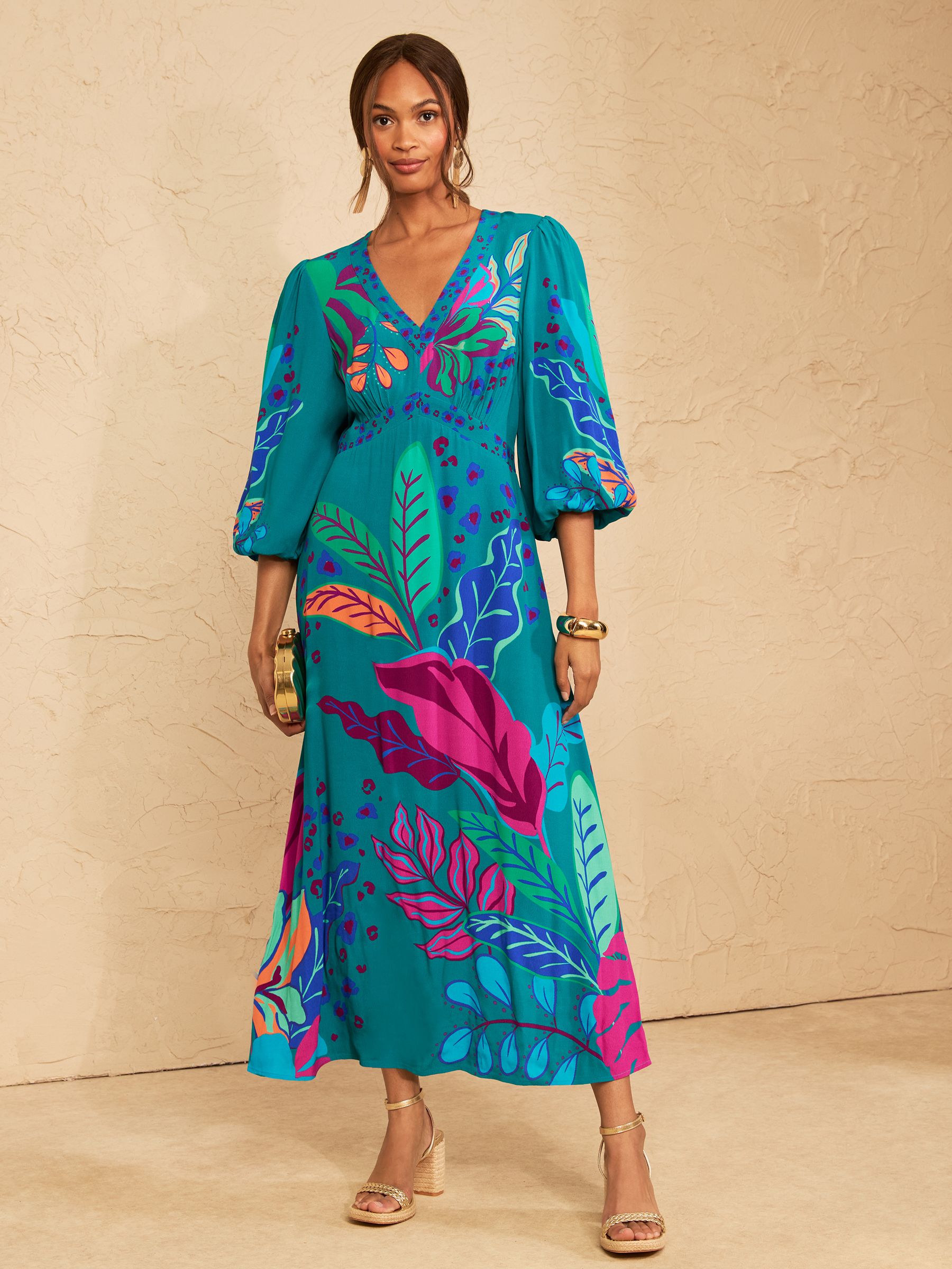 balloon sleeve midi dress Off-Shoulder Balloon Sleeve Linen Blend Midi Dress shopaleena