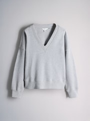 The Set V-Neck Cotton Loopback Crew Neck Sweatshirts 3 Pack Grey/Black/Grey Marl - Image 3 of 6