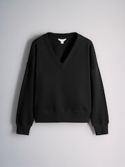 The Set V-Neck Cotton Loopback Crew Neck Sweatshirts 3 Pack Grey/Black/Grey Marl - Image 4 of 6