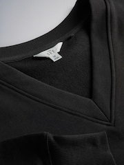 The Set V-Neck Cotton Loopback Crew Neck Sweatshirts 3 Pack Grey/Black/Grey Marl - Image 5 of 6