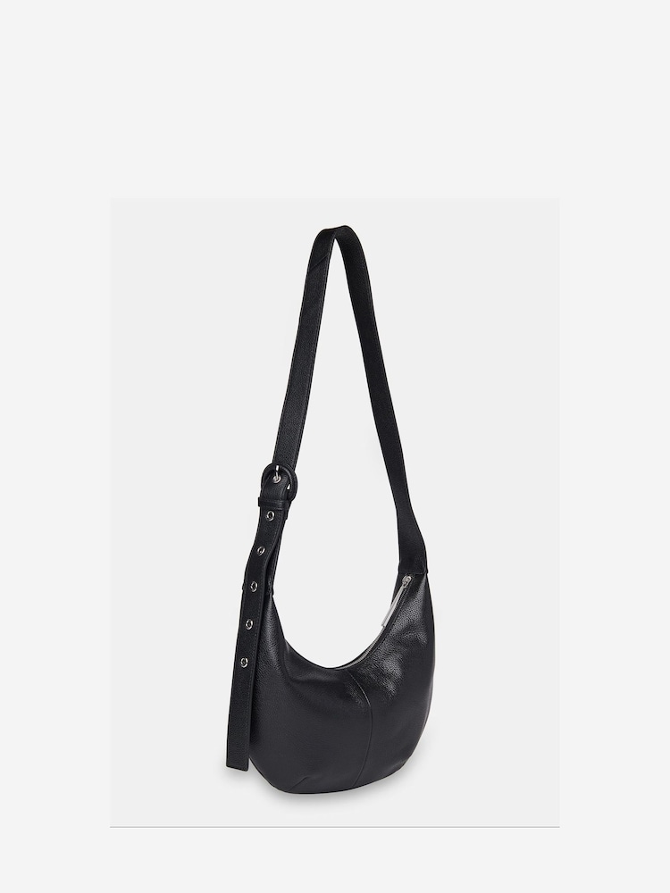 Whistles Black Small Sia Curved Crossbody Bag - Image 1 of 4