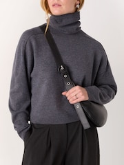 Whistles Black Small Sia Curved Crossbody Bag - Image 4 of 4