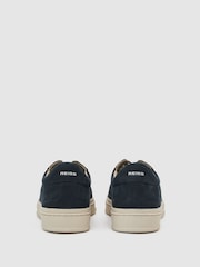 Reiss Navy Anders Nubuck Leather Perforated-Detail Trainers - Image 5 of 5
