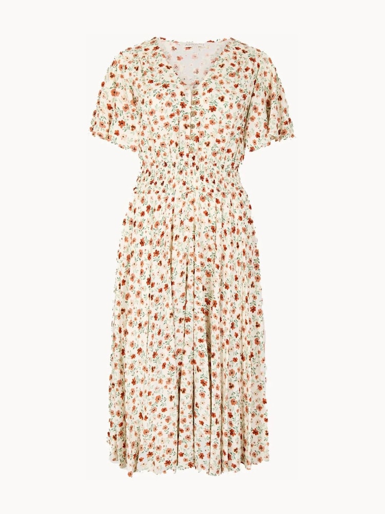 Apricot Cream Ditsy Floral Midi Dress - Image 6 of 6