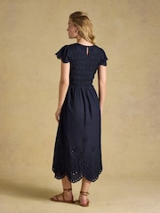 Joules Silvie Navy Broderie Midi Dress - Image 2 of 7