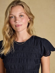 Joules Silvie Navy Broderie Midi Dress - Image 3 of 7