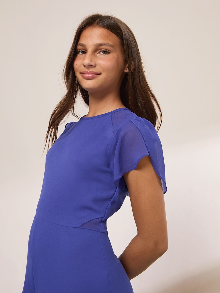 Lipsy Cobalt Blue Mesh Yoke Jumpsuit (6-16yrs) - Image 2 of 5 Lipsy Cobalt Blue Mesh Yoke Jumpsuit (6-16yrs) - Image 2 of 5