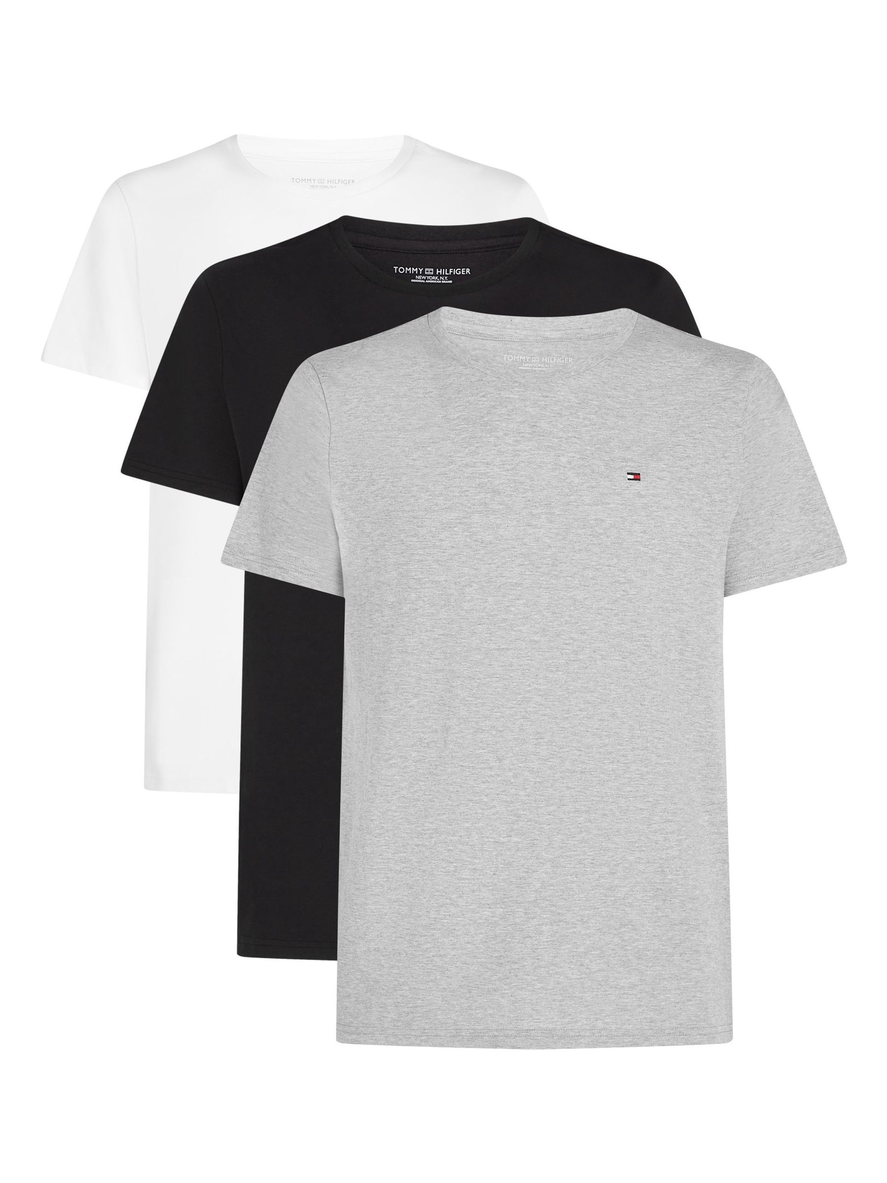 Tommy Hilfiger Men's Black/Grey/White Cotton T-Shirts 3 Pack - Image 1