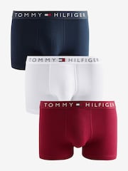 Tommy Hilfiger Black/White/Red Cotton Stretch Trunks 3 Pack - Image 1 of 4