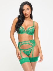 Ann Summers Green Caged Lace Padded Plunge Bra - Image 1 of 5