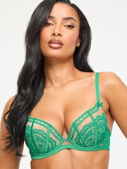 Ann Summers Green Caged Lace Padded Plunge Bra - Image 4 of 5