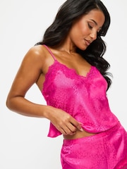 Ann Summers Pink Signature Satin Short Cami Pyjamas Set - Image 4 of 5