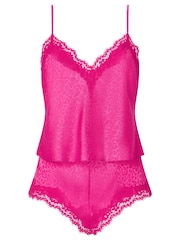 Ann Summers Pink Signature Satin Short Cami Pyjamas Set - Image 5 of 5