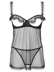 Ann Summers Black Slow Tease Mesh Crotchless Babydoll - Image 7 of 7