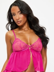Ann Summers Pink Floral Fling Embroidered Cami Set - Image 3 of 5