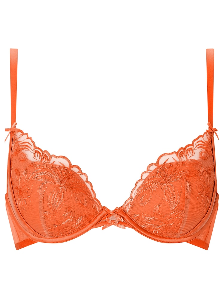 Ann Summers Orange Tangerine Dream Floral Embroidery Padded Plunge Bra - Image 5 of 5 Ann Summers Orange Tangerine Dream Floral Embroidery Padded Plunge Bra - Image 5 of 5