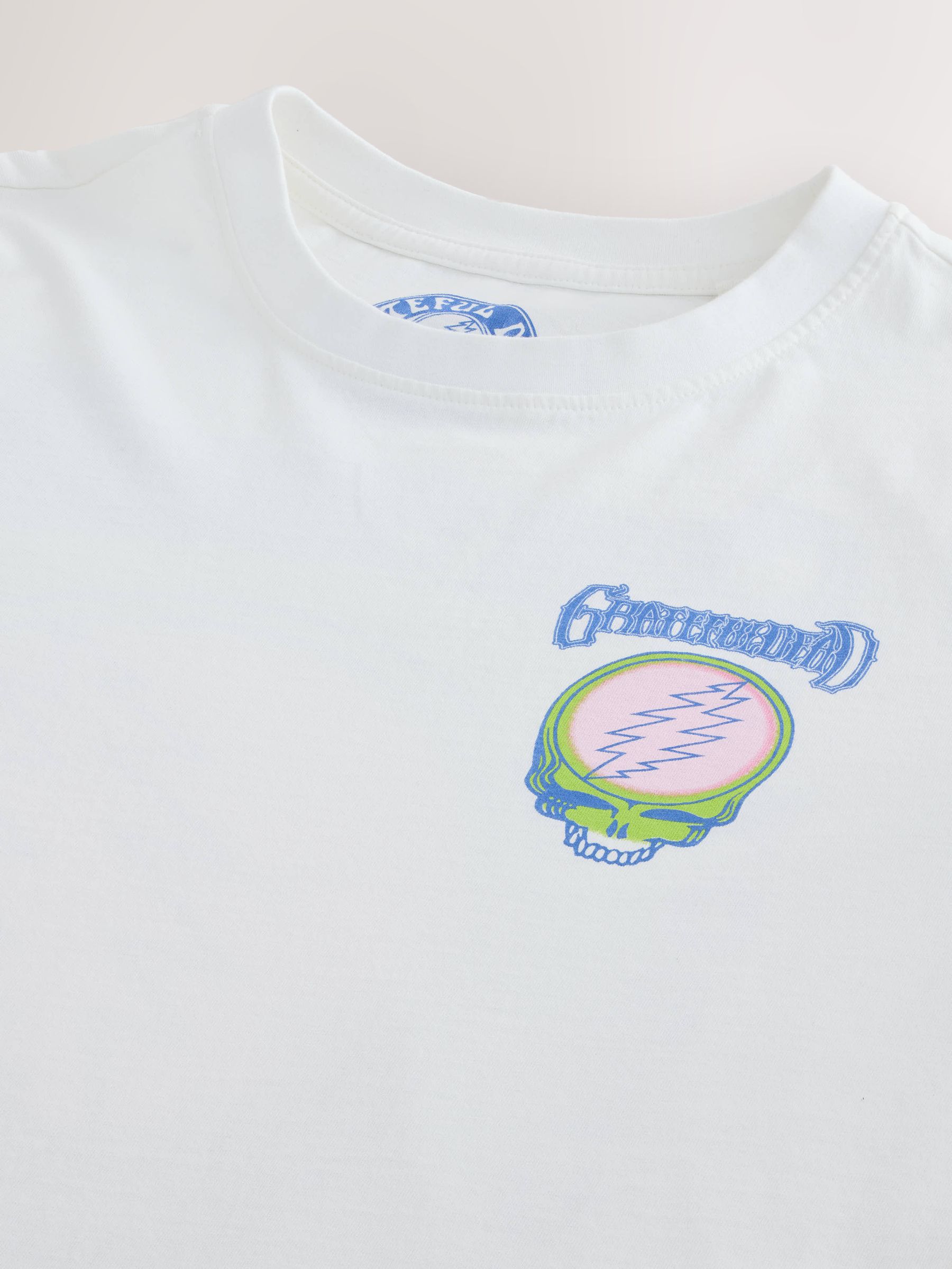 Buy White Grateful Dead Relaxed Fit Band Graphic Print T-Shirt