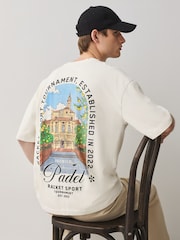 White Padel Relaxed Fit Sports Graphic Licence T-Shirt - Image 1 of 9