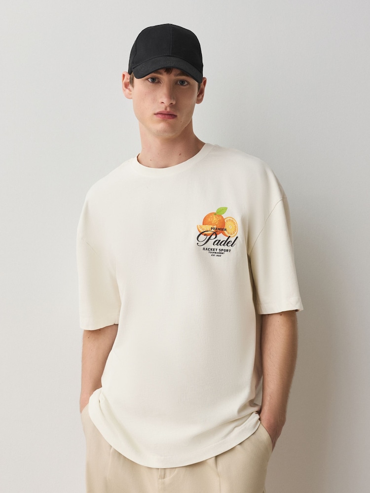 White Padel Relaxed Fit Sports Graphic Licence T-Shirt - Image 2 of 9 White Padel Relaxed Fit Sports Graphic Licence T-Shirt - Image 2 of 9