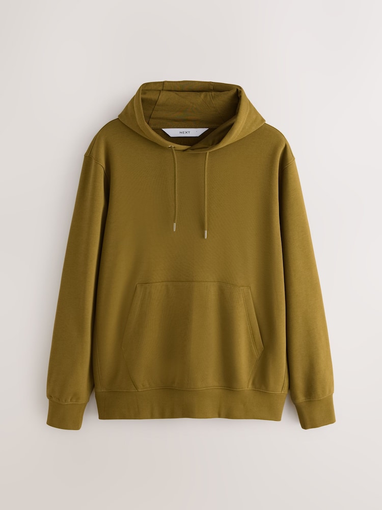Olive Green Regular Fit Cotton Rich Hoodie - Image 1 of 3 Olive Green Regular Fit Cotton Rich Hoodie - Image 1 of 3