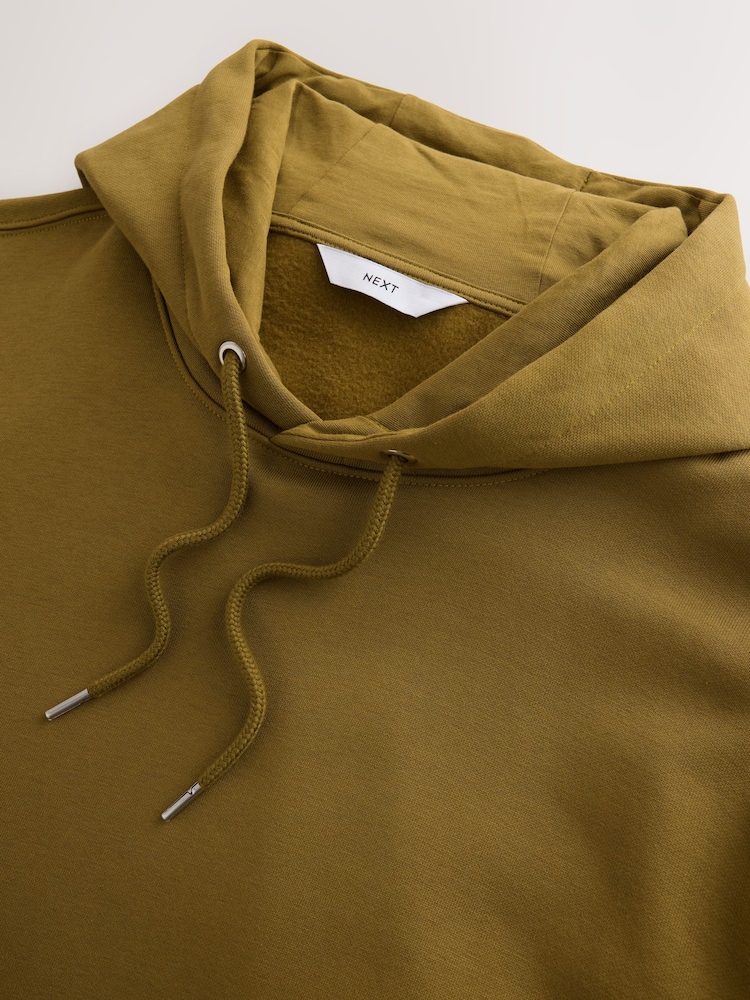 Olive Green Regular Fit Cotton Rich Hoodie - Image 2 of 3 Olive Green Regular Fit Cotton Rich Hoodie - Image 2 of 3