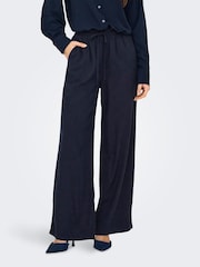 JDY Blue Pull On Wide Leg Trousers With Linen - Image 3 of 6