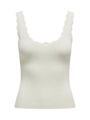 JDY White Knitted Vest with Scallop Edge - Image 4 of 5