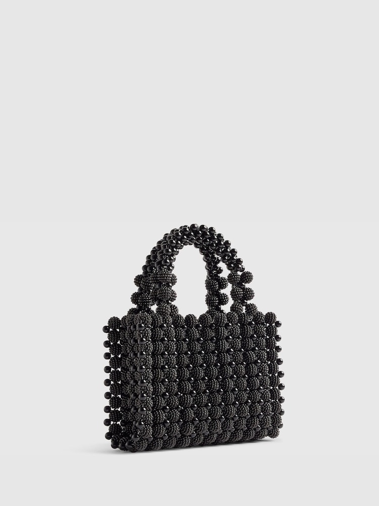 River Island Black Beaded Clutch Bag - Image 1 of 5