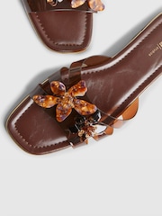 River Island Brown Perspex Flower Flat Sandals - Image 5 of 6