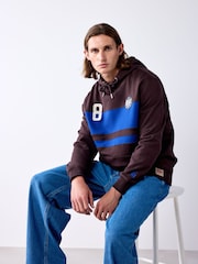 Brown/Blue Block Graphic Overhead Hoodie - Image 1 of 9