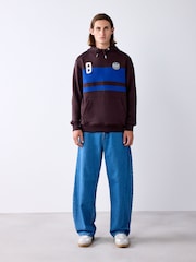 Brown/Blue Block Graphic Overhead Hoodie - Image 3 of 9